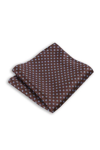1001 Kravat Brown Patterned Silk Pocket Handkerchief in 33x33 cm Sizes