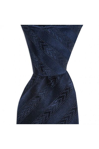 1001 Kravat Navy Blue Striped 8 cm Wide Silk Tie