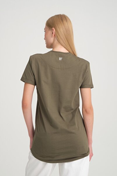 Kallisto T-shirt Crew Neck Khaki - 100% βαμβάκι, διπλωμένο μανίκι