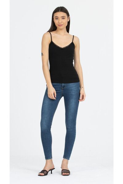 Kallisto Μπλούζα με μαύρη δαντέλα με ρυθμιζόμενο σχοινί