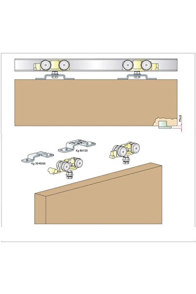 Genel Markalar Sürgü Kapı Mekanizma - 80 Kg Standart (l Demirli) + 2 Mt Ray