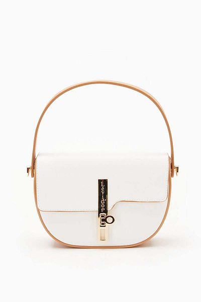 Levidor CAMEL White Handbag with Lock Closure