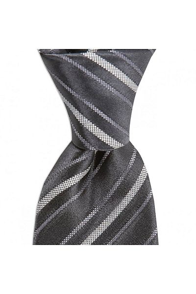 1001 Kravat Gray Striped 8 cm Wide Silk Tie