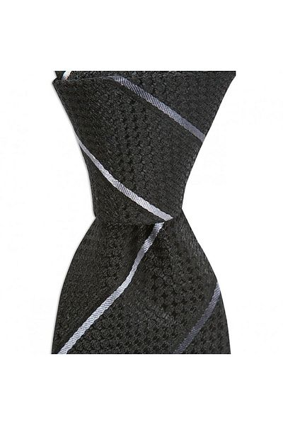 1001 Kravat Men's Black Gray Striped 8 cm Wide Silk Tie