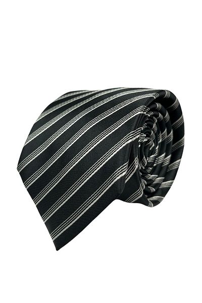 1001 Kravat Black Striped Tie