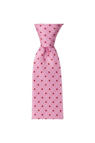 1001 Kravat Pink Patterned 8 cm Wide Tie with Handkerchief