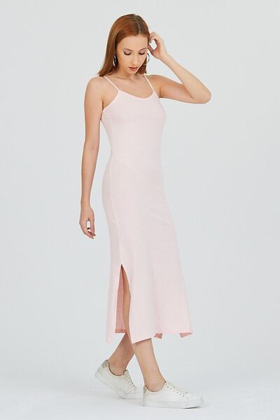 Kallisto Φόρεμα με λουράκι σε σκόνη με σχισμή στενό σχήμα