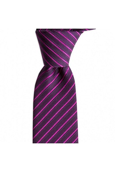 1001 Kravat Purple Striped 7.5 cm Wide Silk Tie