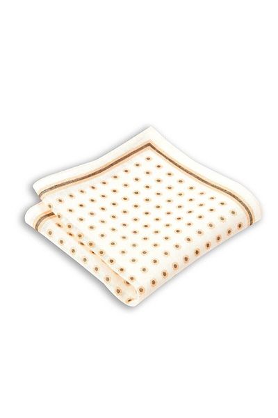 1001 Kravat Brown Patterned Linen Pocket Handkerchief in 33x33 cm