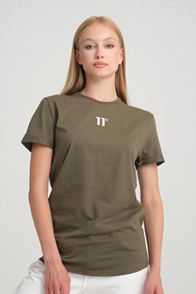 Kallisto T-shirt Crew Neck Khaki - 100% βαμβάκι, διπλωμένο μανίκι