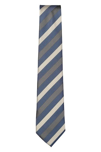 1001 Kravat Gray White Striped Tie