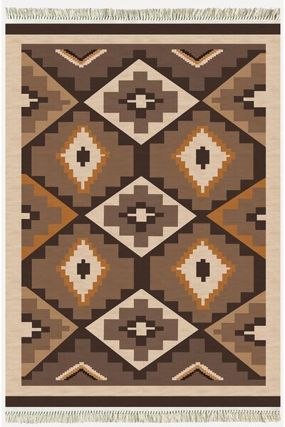 kilim home Bumbac țesut decorativ cu model geometric în nuanțe de negru și ma...