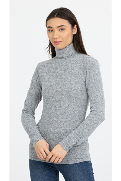 Kallisto Πλεκτή μπλούζα με γκρι μελανζέ ζιβάγκο