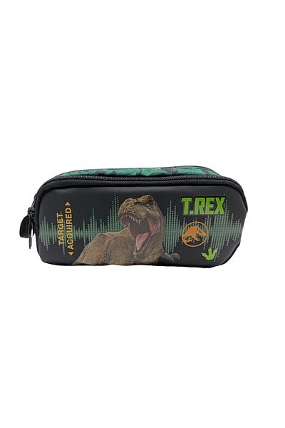 WİGGLE Wiggle Jurassic World - Black Double Compartment Cloth Pencil Bag for Kids