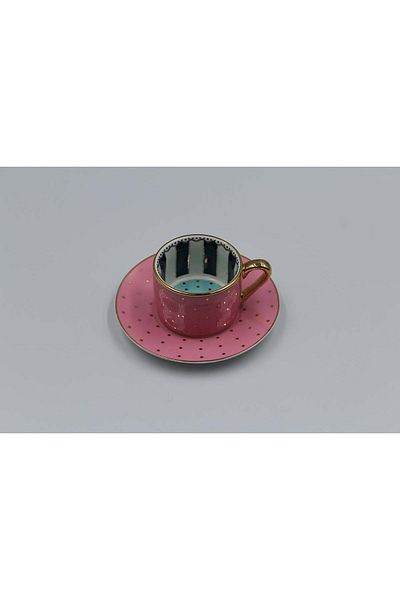 Kosova Fnc-07 6-Piece Cup Set - Bone China Polka Dot, 90 CC