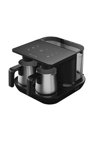 Grundig Double Steel Turkish Coffee Machine Black 7061 D 1.5 Liter, Stainless Steel 6 Cup 1100 W
