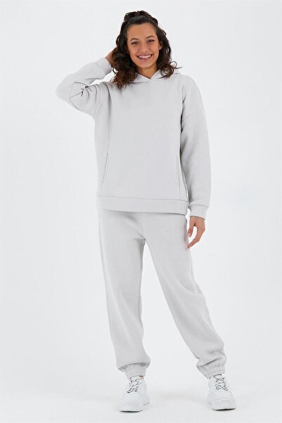 ESPİNA Γυναικείο σετ φούτερ με ελαστική μέση και πόδια με τρεις κλωστές Fleece Oversize