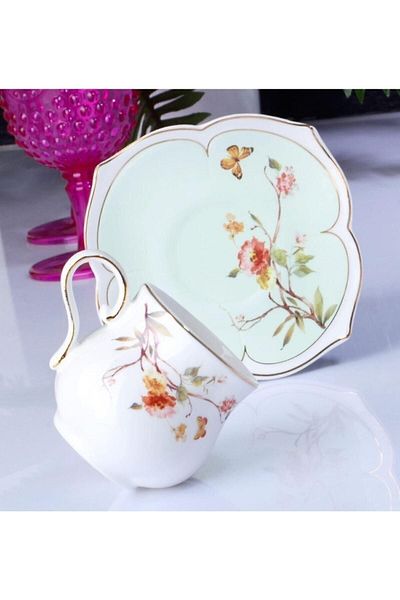 Kosova Flower Porcelain 6-Piece Cup Set Green Zjn-01