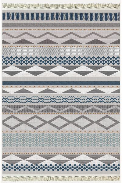 kilim home Covor decorativ țesut cu model etnic antic, în nuanțe de gri, cu a...