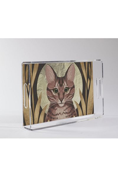 Binbirürün Golden Cat Plexiglass Tray