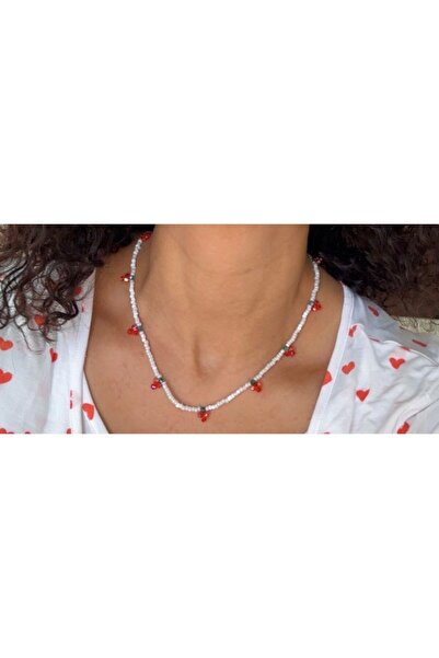 İBABUTİK KUM BONCUK ÇİLEK KOLYE