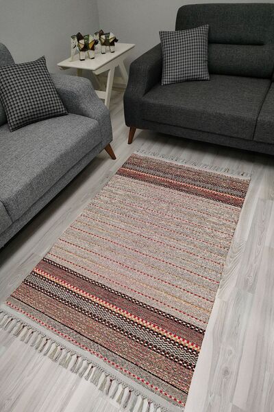 kilim home Covor decorativ țesut din seria Cotton, în mai multe tonuri, cu bo...