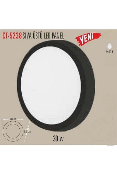 Cata 30 Watt Round Panel Led Luminaire - Aluminum Black Case White Light Ct-5238