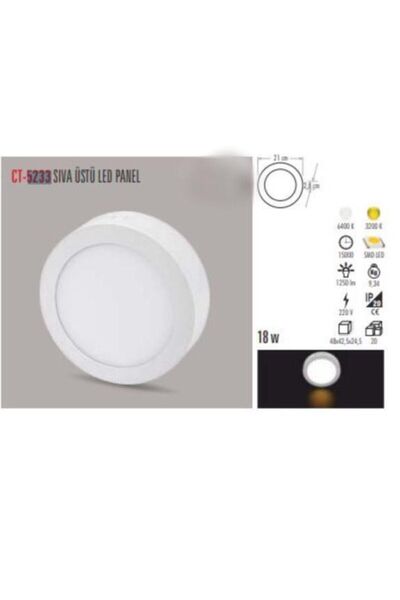 Cata Ct-5233 Sıva Üstü Daire Panel Led Armatür Beyaz