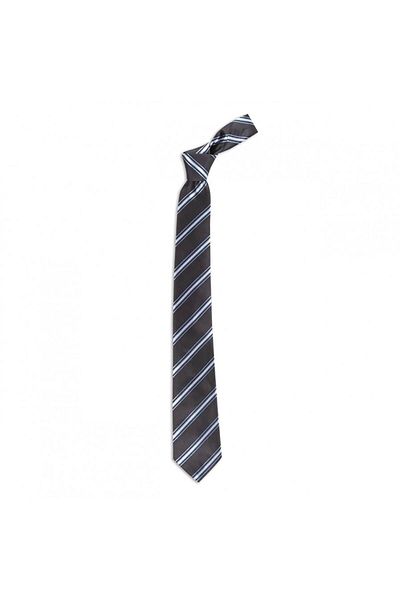 1001 Kravat Dark Gray Striped 7.5 cm Wide Silk Tie