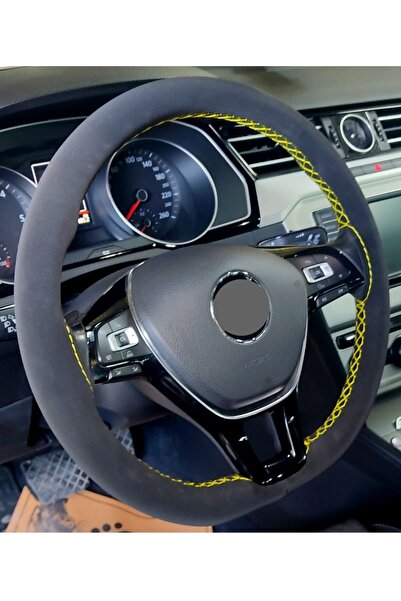 gürler oto kılıf ve aksesuar Volkswagen Polo 2017> Alcantara Dikmeli Direksiyon Kılıfı Sarı Ipli