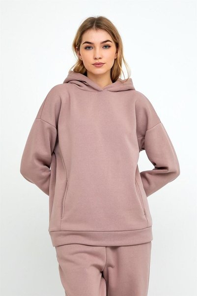 ESPİNA Women's Three Thread Fleece Oversize Tracksuit Set with Elastic Waist and Legs