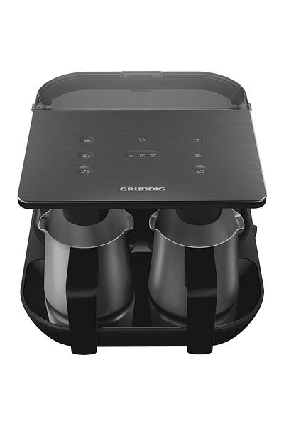 Grundig Double Steel Turkish Coffee Machine Black 7061 D 1.5 Liter, Stainless Steel 6 Cup 1100 W