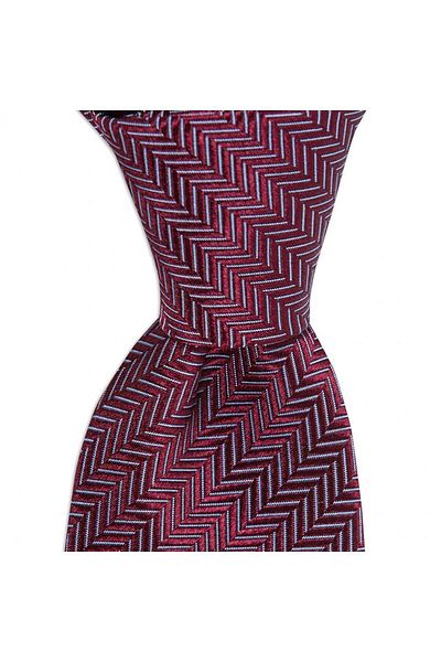 1001 Kravat Claret Red Patterned 8 cm Wide Silk Tie