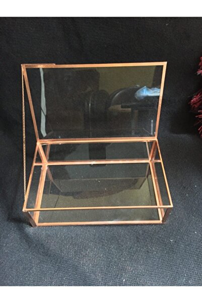 GÜVEN Rose Gold Cam Takı Aksesuar Nişan Kutusu Dekoratif 20x12x6 Cm