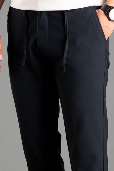 ZEKİ ÖZER Navy Blue Linen Men's Trousers