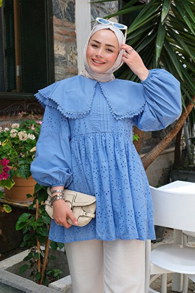 LOCCO Blue Lace Baby Collar Shirt