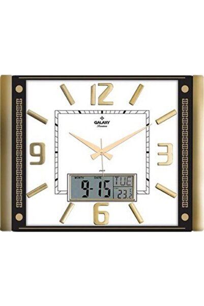 Galaxy Gold  Premium Termometreli ve Takvimli Duvar Saati T-711-g