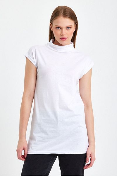 ESPİNA Stand Collar Sleeveless Knitted Cotton Tunic