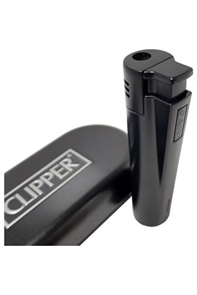 Clipper Metal Siyah Turbo Jet Çakmak + 1 Adet Gaz