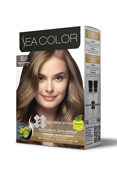 seacolor Sea color saç boyası AÇIK KUMRAL 8/0 mükemmel beyaz kapama 2'li tüp