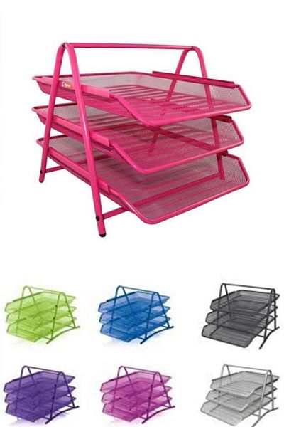 Rubenis Silver Document Rack Metal Perforated 3-Piece 9181