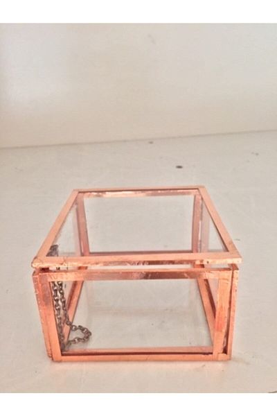GÜVEN Glass Jewelry Jewelry Box, Ring Box 8x8x5 cm
