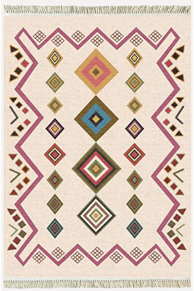 kilim home Covor decorativ țesut din seria Cotton, cu model geometric, în ton...
