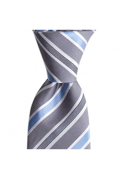 1001 Kravat Light Gray Striped 7.5 cm Wide Silk Tie