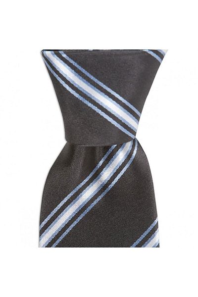 1001 Kravat Dark Gray Striped 7.5 cm Wide Silk Tie