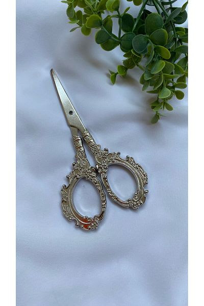 Z&B FLOWERS Embroidery Detailed Silver Promise Engagement Scissors