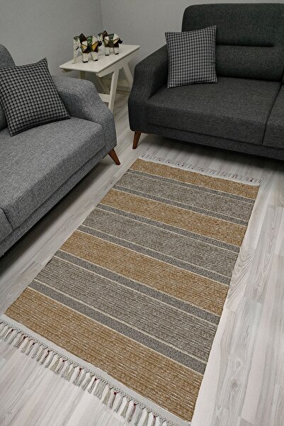 kilim home Covor decorativ țesut din seria Cotton, în nuanțe de maro și gri, ...