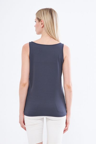 YÜKSEL IŞIK Anthracite Color Chinese Printed Thick Strap Athlete's Tank Top