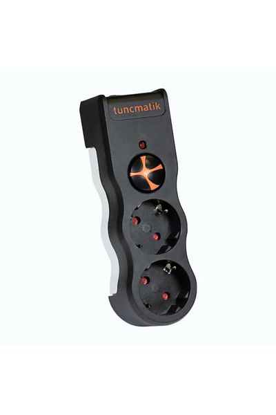 Tunçmatik VOLTAGE & CURRENT PROTECTED GROUP SOCKET TUNCATIK POWERSURGE 2-SURGE PROTECTION PLUG-525 JOULE-BLACK