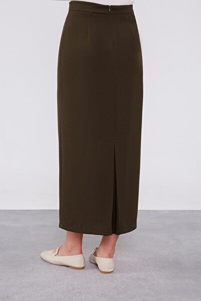 Levidor Khaki Button Detailed Skirt